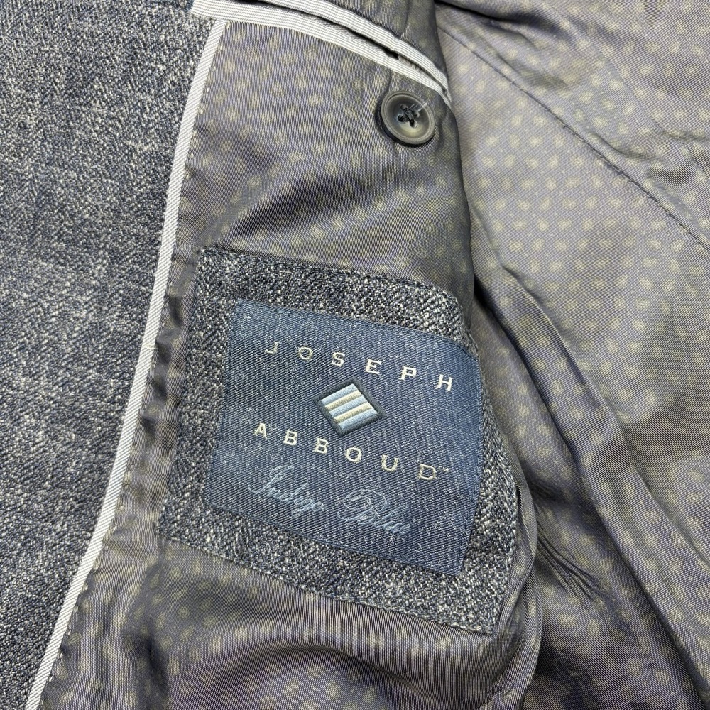 Joseph Abboud Indigo Blue E.THOMAS Wool Silk Linen Chambray Blue Blazer Mens 40R - Picture 7 of 11